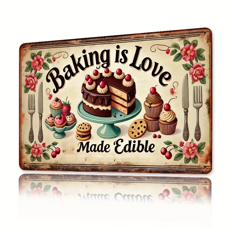 Kitchen Baking Tins - 룸 데코 빈티지 베이킹은 사랑이다 금속