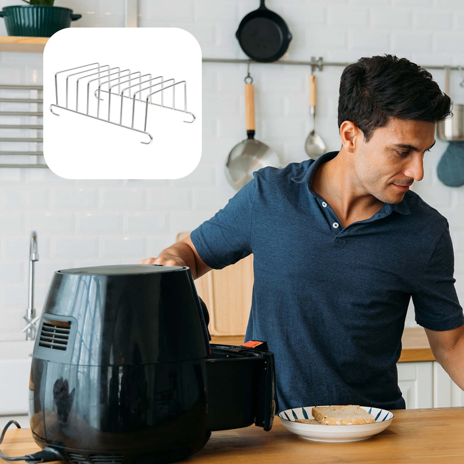 Kitchen Baking Rack - 2개입 스테인리스 스틸 에어프라이어 랙 프리미엄