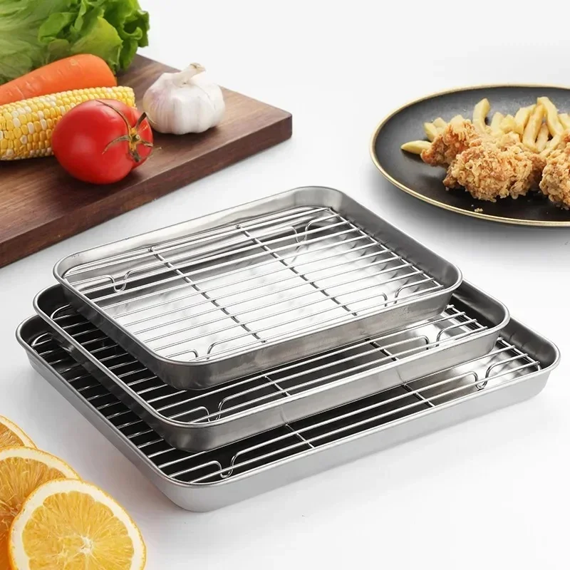 Kitchen Baking Rack - 와이어 랙이있는 스테인레스 스틸 베이킹 팬