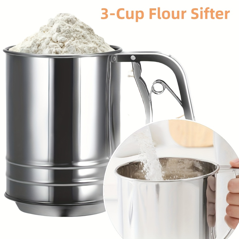 Kitchen Baking Essentials - 1/2개 스테인리스 스틸 밀가루 체망, 원핸드