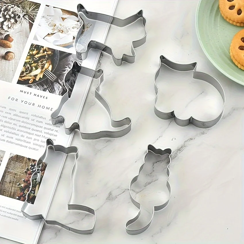 5pcs 사랑스러운 고양이 & 새끼 고양이 모양의 쿠키 - Kitchen Baking Essentials 리뷰 및 가격