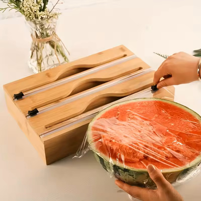 3 in 1 대나무 호일 랩 커팅 박스 벽걸이형 보관  - Kitchen Baking Tins 리뷰 및 가격