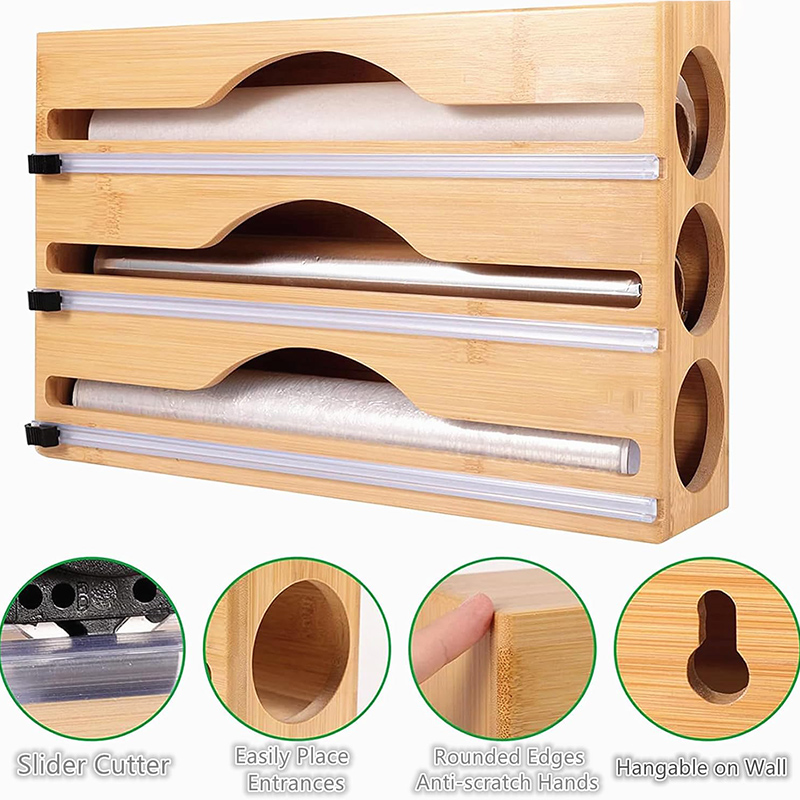 3 in 1 대나무 호일 랩 커팅 박스 벽걸이형 보관  - Kitchen Baking Tins 리뷰 및 가격