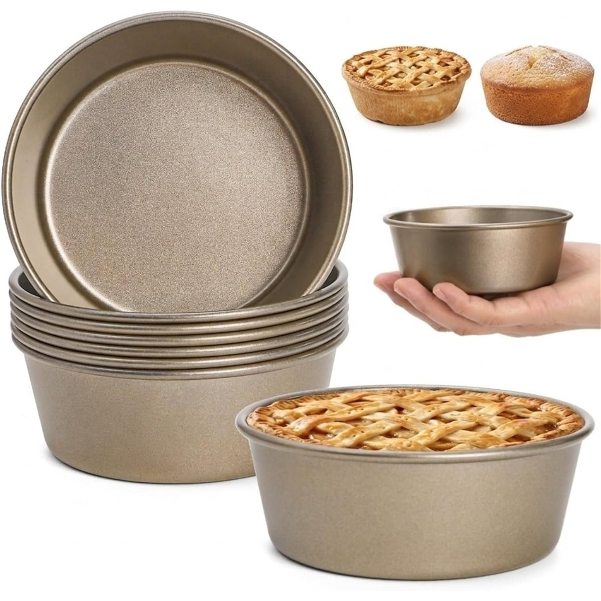 8팩 미니 파이 팬, 4인치 재사용 가능한 논스틱 작은 - Muffin Tin Nonstick 리뷰 및 가격