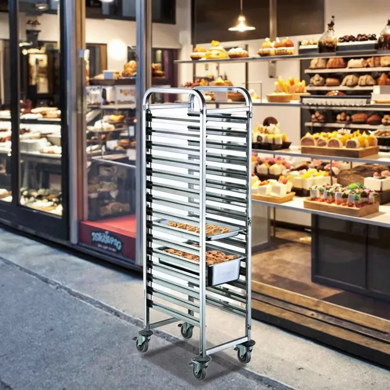 스테인리스 스틸 고강도 4륜 GN 팬 트롤리 베이커리  - Kitchen Baking Cart 리뷰 및 가격