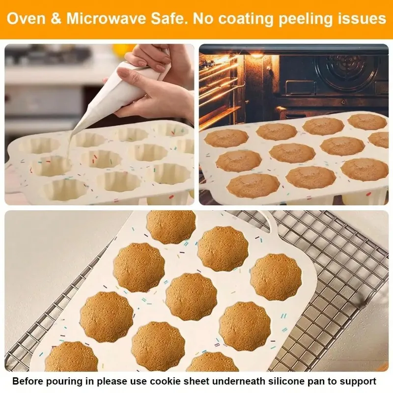 12컵 논스틱 컵케이크 팬 식품 등급 실리콘 머핀 틀  - Muffin Tin Nonstick 리뷰 및 가격